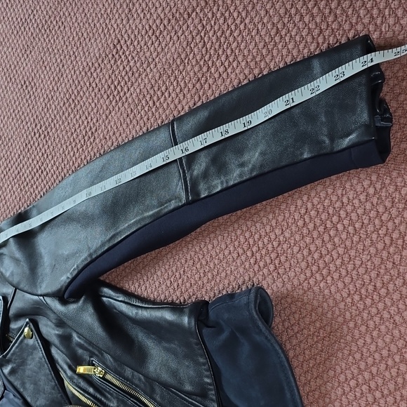 Via Spiga Mixed Media Leather Moto Jacket - Picture 15 of 17